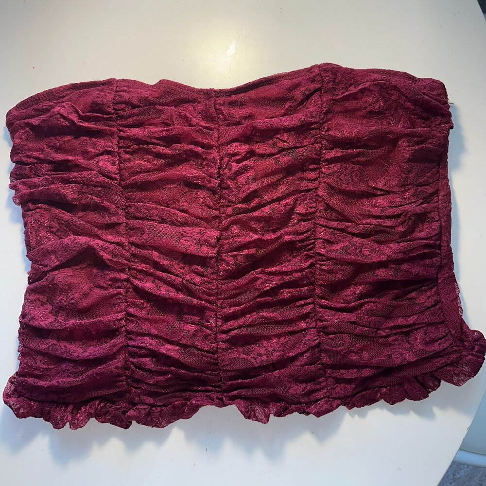 Urban Outfitters Maroon Lacy Tube Top Large